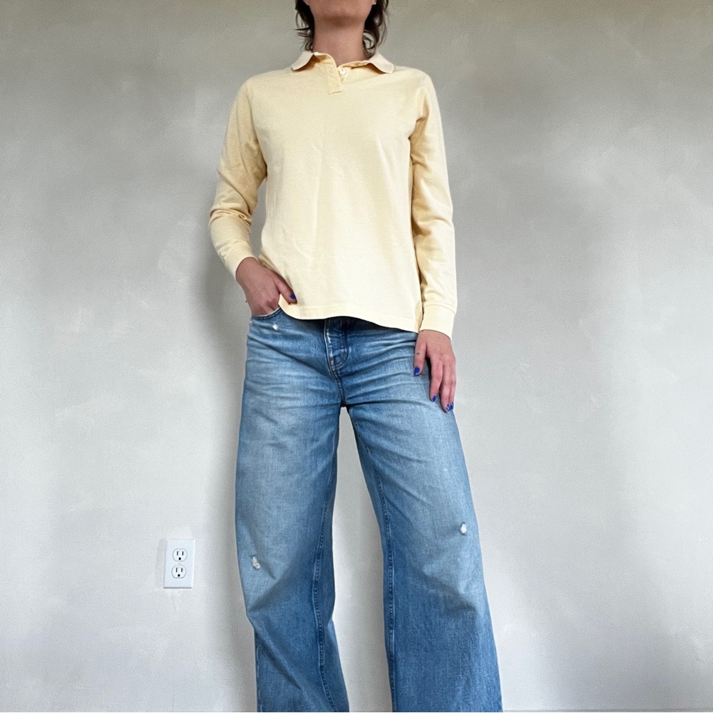 Lands End Women’s Yellow Polo Shirt with Classic Fit and Soft Texture